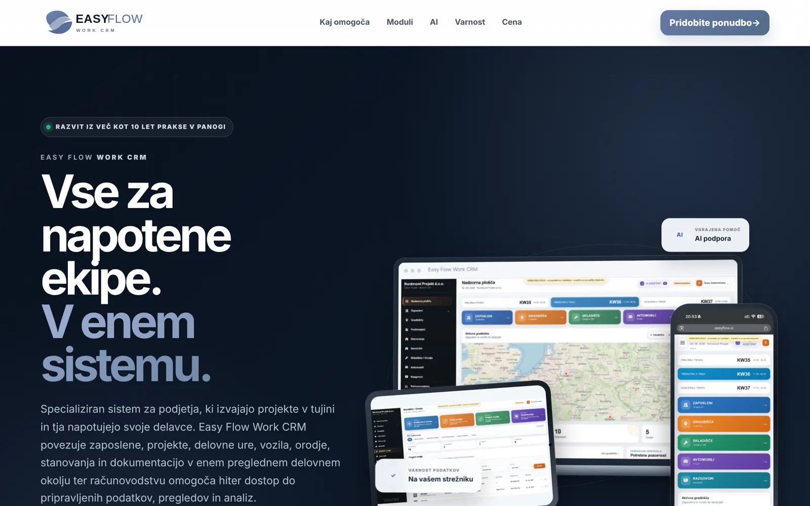Naslovna stran Easy Flow Work CRM