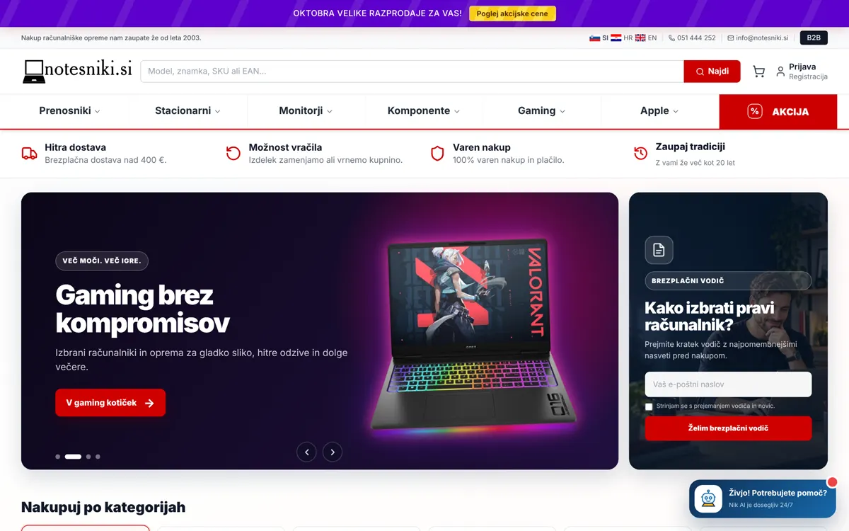 Posnetek zaslona: notesniki.si